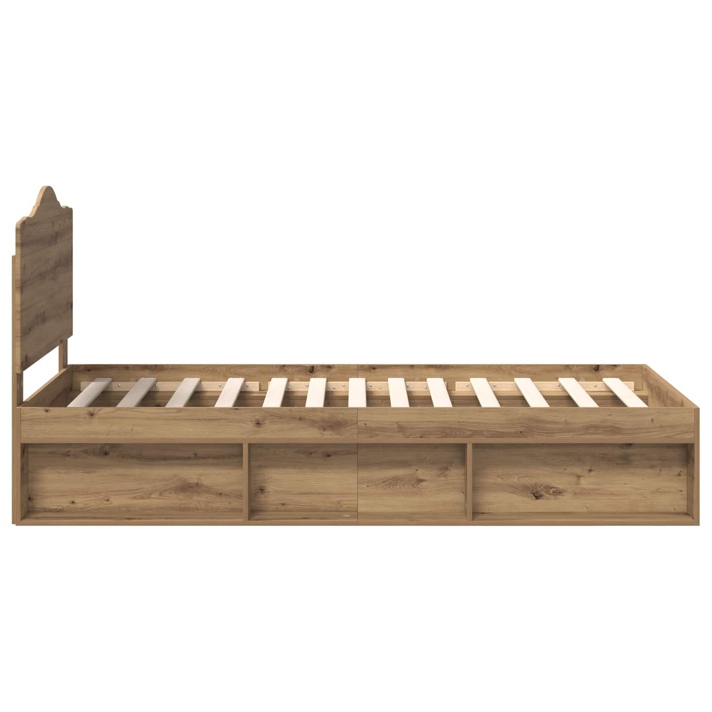vidaXL Bed Frame Artisian Oak 90 x 190 cm Solid Pine Wood