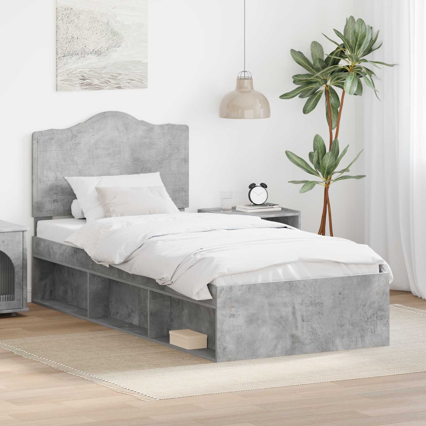 vidaXL Bed Frame Concerte Grey 75 x 190 cm Solid Pine Wood