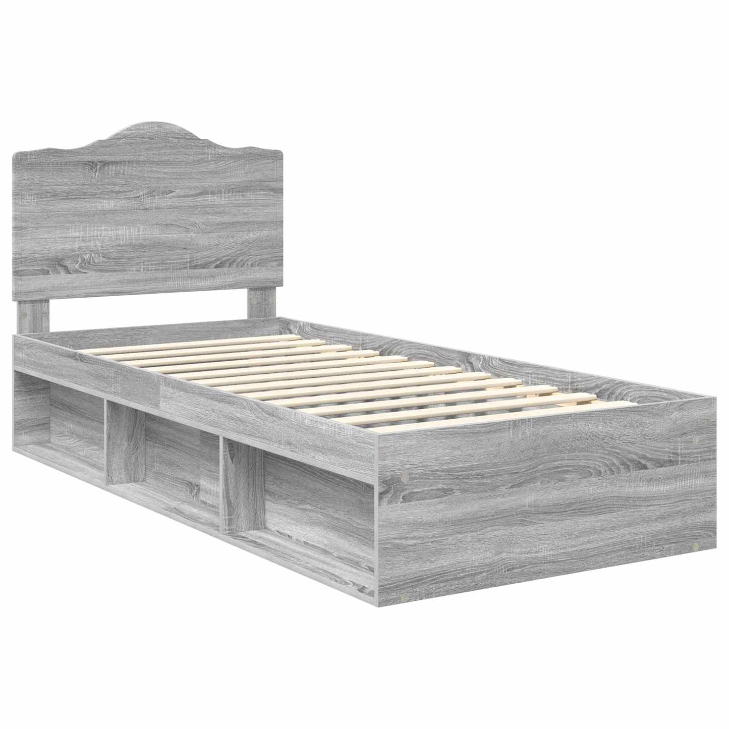 vidaXL Bed Frame Grey Sonoma 75 x 190 cm Solid Pine Wood