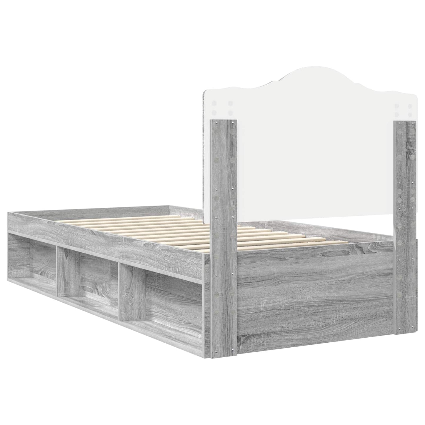 vidaXL Bed Frame Grey Sonoma 75 x 190 cm Solid Pine Wood