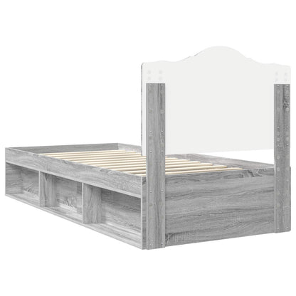 vidaXL Bed Frame Grey Sonoma 75 x 190 cm Solid Pine Wood