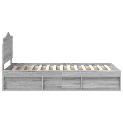 vidaXL Bed Frame Grey Sonoma 75 x 190 cm Solid Pine Wood