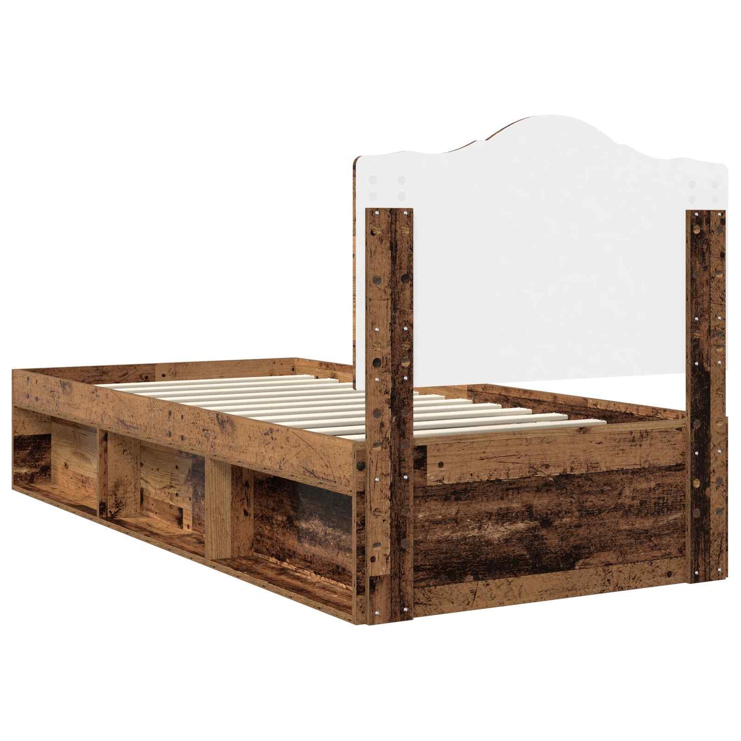 vidaXL Bed Frame with Headboard Old Wood 75 x 190 cm Solid Pine Wood
