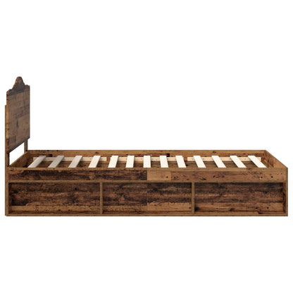 vidaXL Bed Frame with Headboard Old Wood 75 x 190 cm Solid Pine Wood
