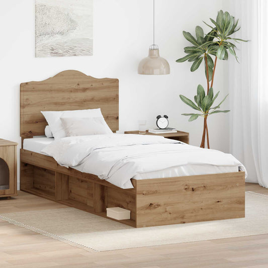 vidaXL Bed Frame Artisian Oak 75 x 190 cm Solid Pine Wood