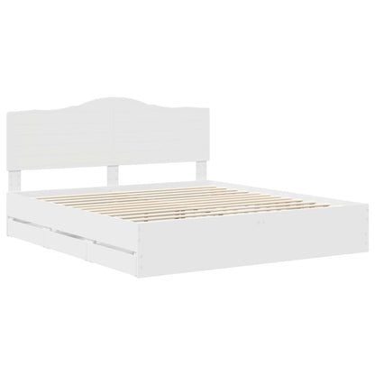 vidaXL Bed Frame with Drawer White 200 x 200 cm Engineer Wood