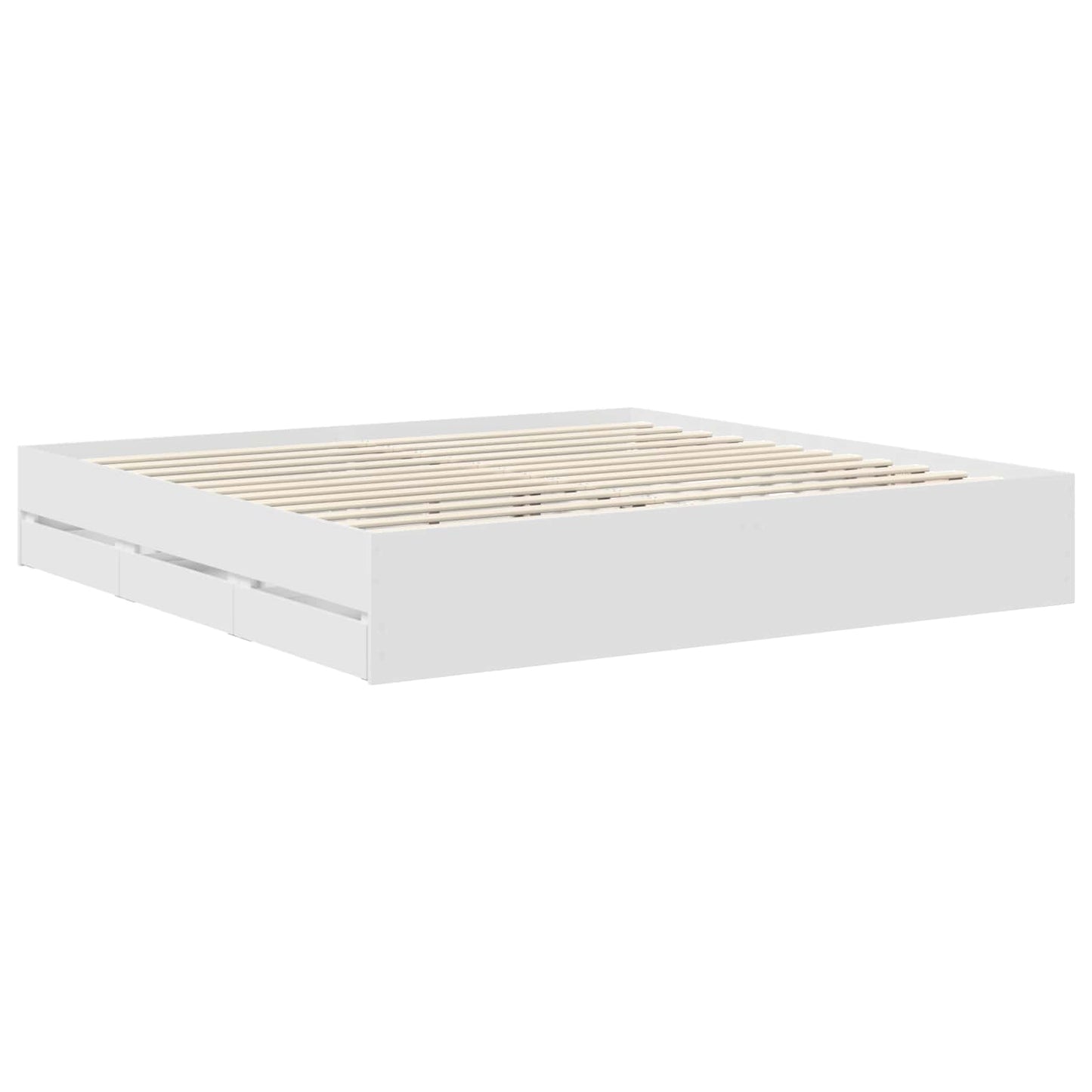vidaXL Bed Frame with Drawer White 200 x 200 cm Engineer Wood