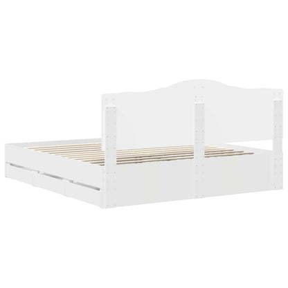vidaXL Bed Frame with Drawer White 200 x 200 cm Engineer Wood