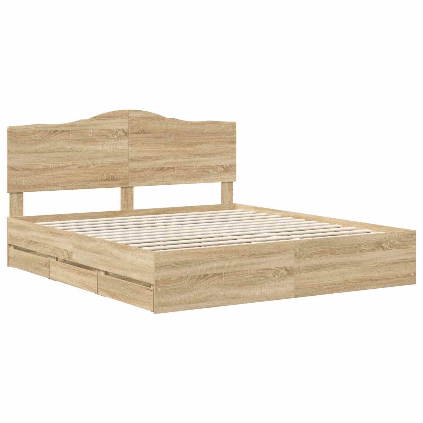vidaXL Bed Frame with Drawer Sonoma Oak 200 x 200 cm Engineer Wood