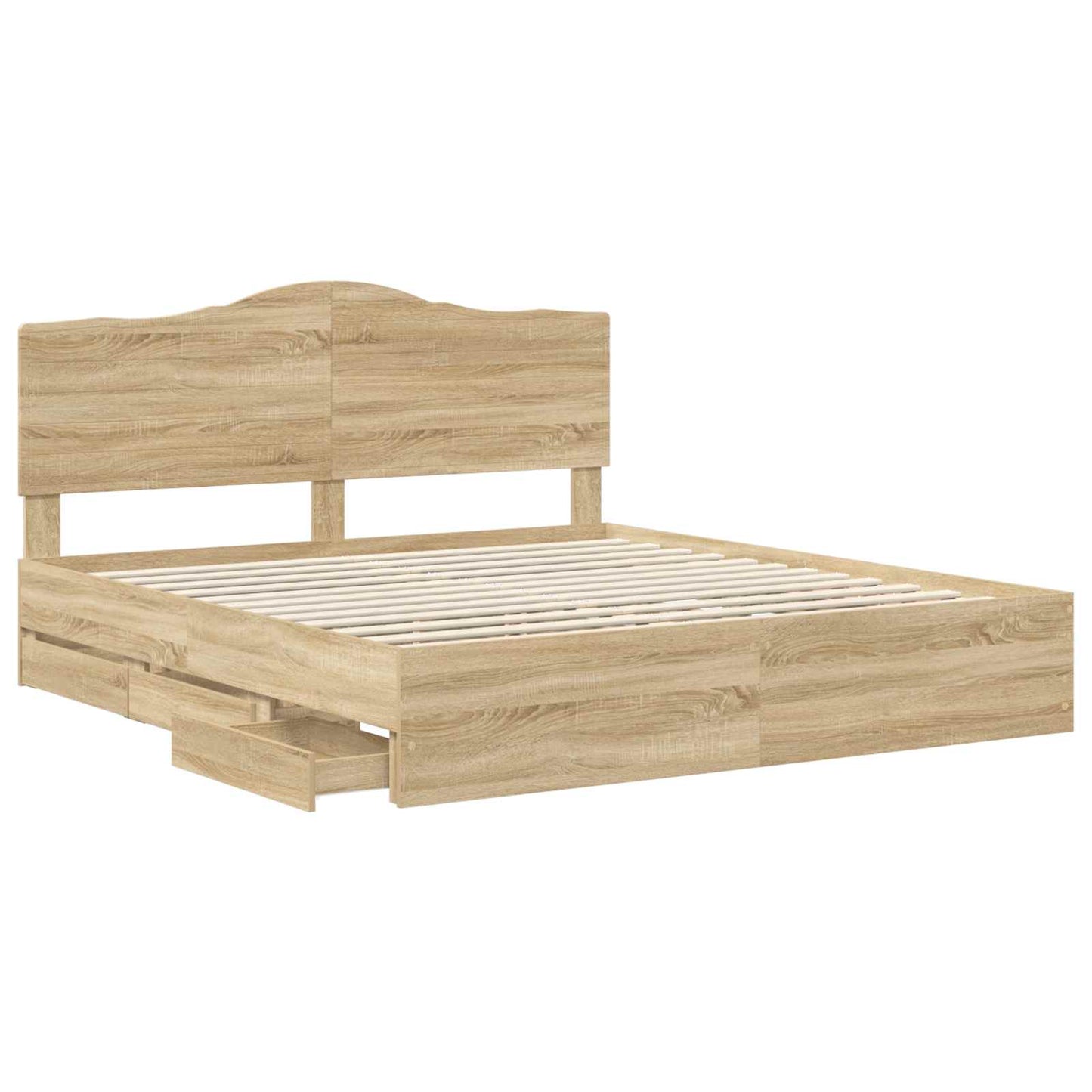 vidaXL Bed Frame with Drawer Sonoma Oak 200 x 200 cm Engineer Wood