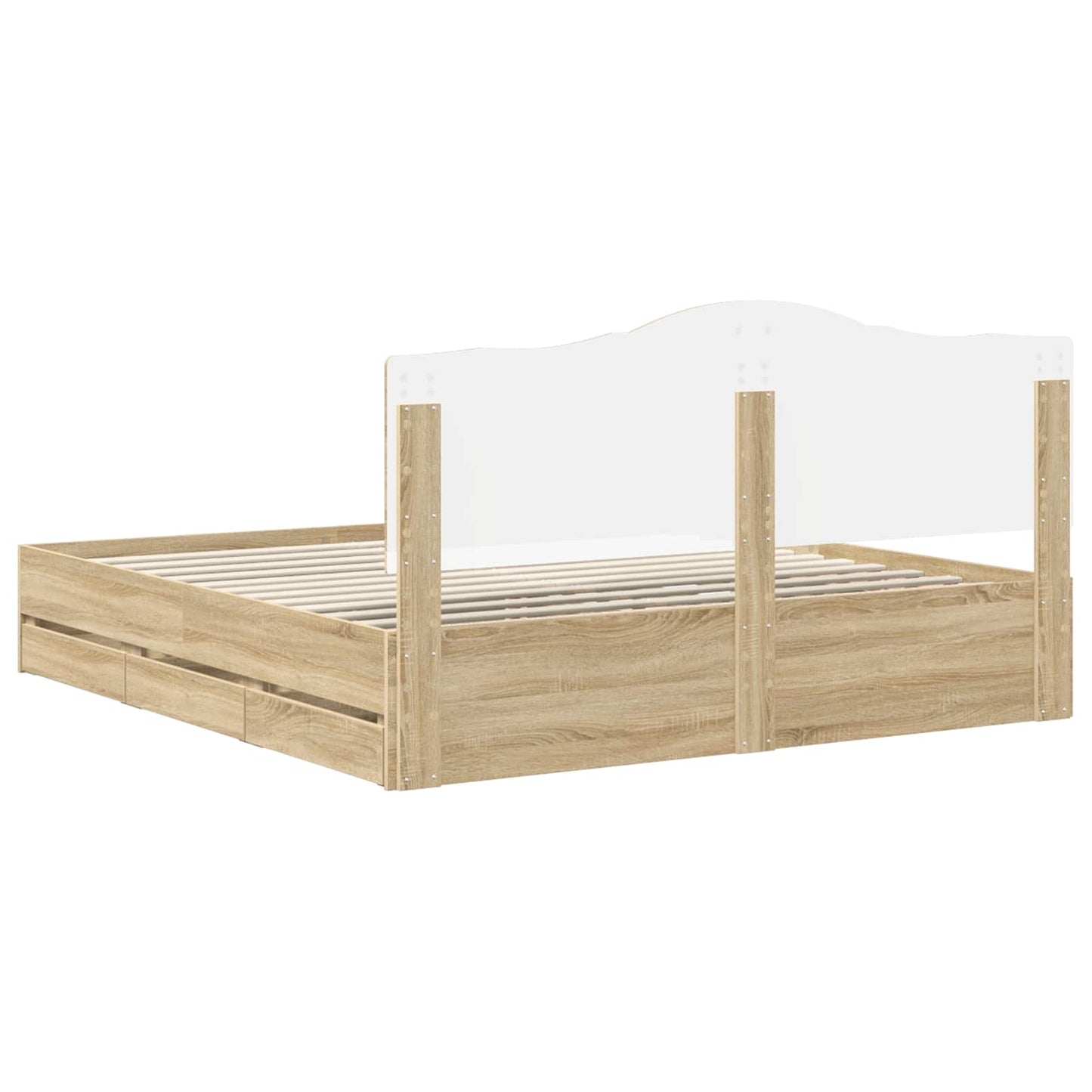vidaXL Bed Frame with Drawer Sonoma Oak 200 x 200 cm Engineer Wood
