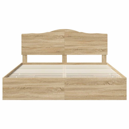 vidaXL Bed Frame with Drawer Sonoma Oak 200 x 200 cm Engineer Wood