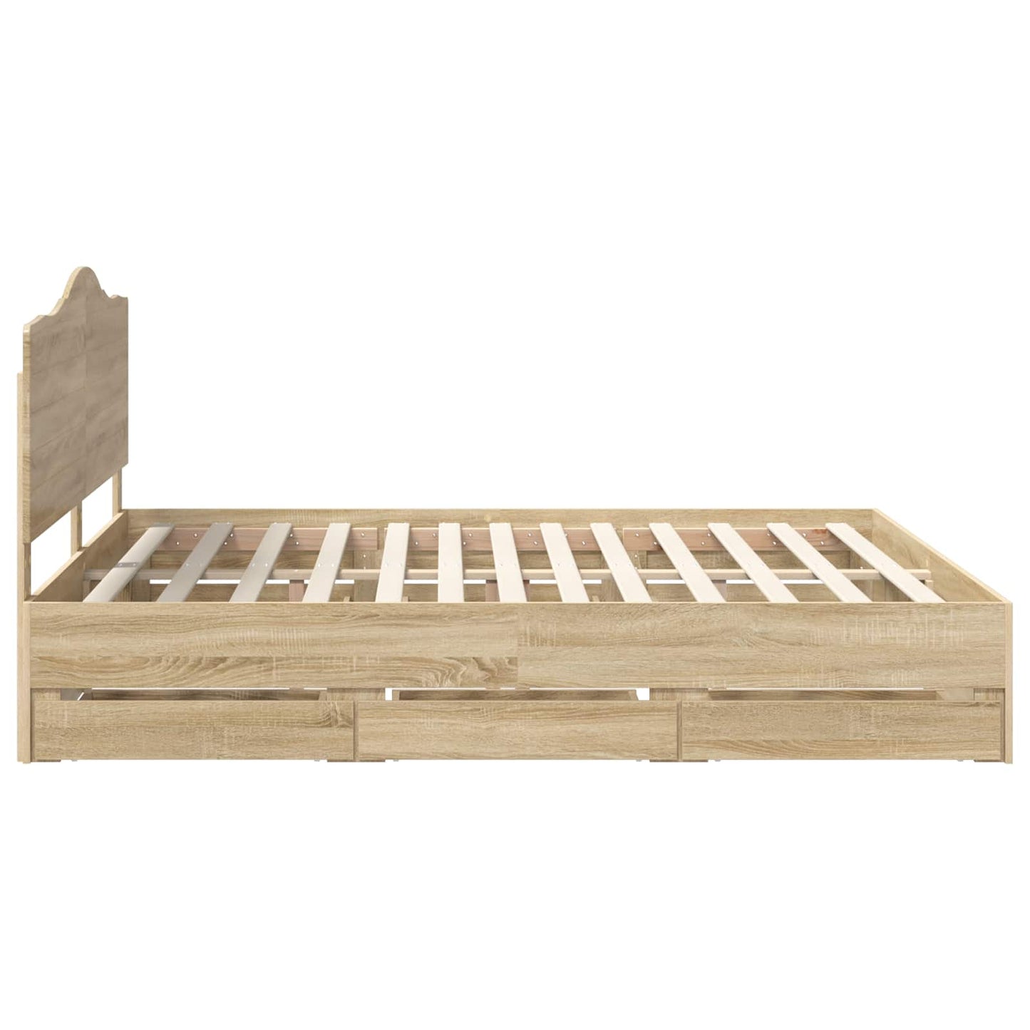 vidaXL Bed Frame with Drawer Sonoma Oak 200 x 200 cm Engineer Wood