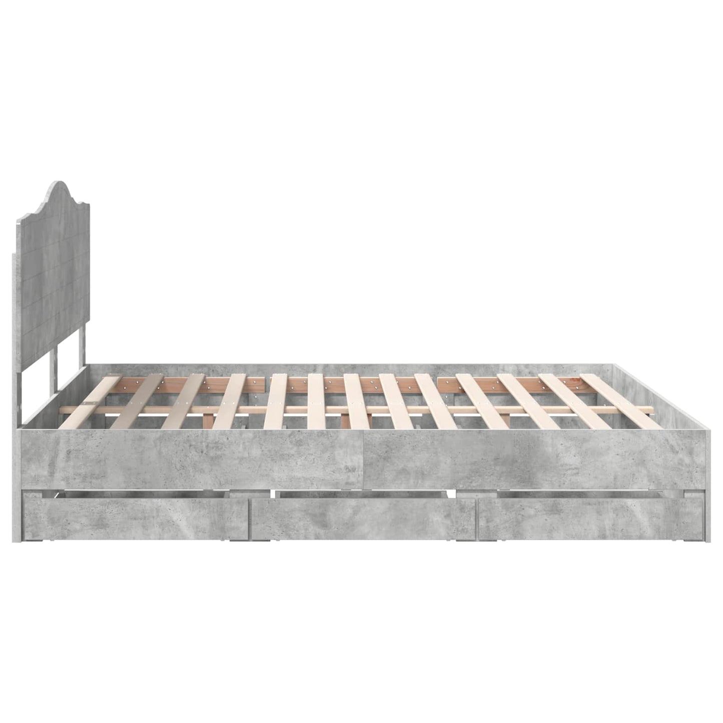 vidaXL Bed Frame with Drawer Concrete Grey 200 x 200 cm Engineer Wood