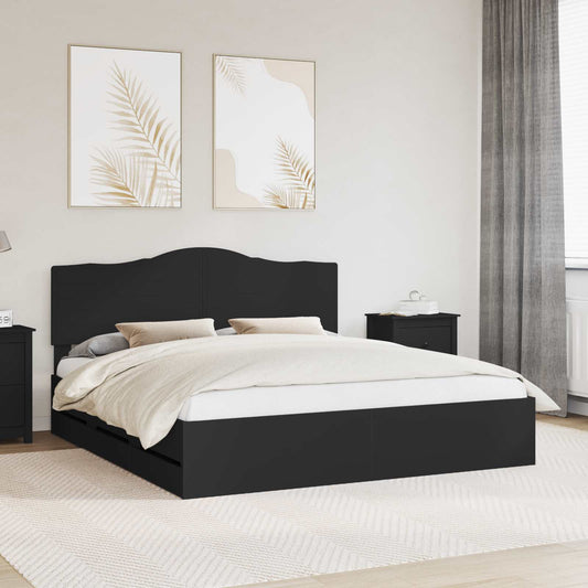 vidaXL Bed Frame with Drawer Black 180 x 200 cm Engineer Wood