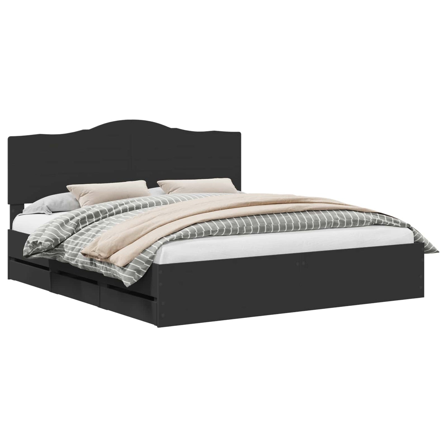 vidaXL Bed Frame with Drawer Black 180 x 200 cm Engineer Wood
