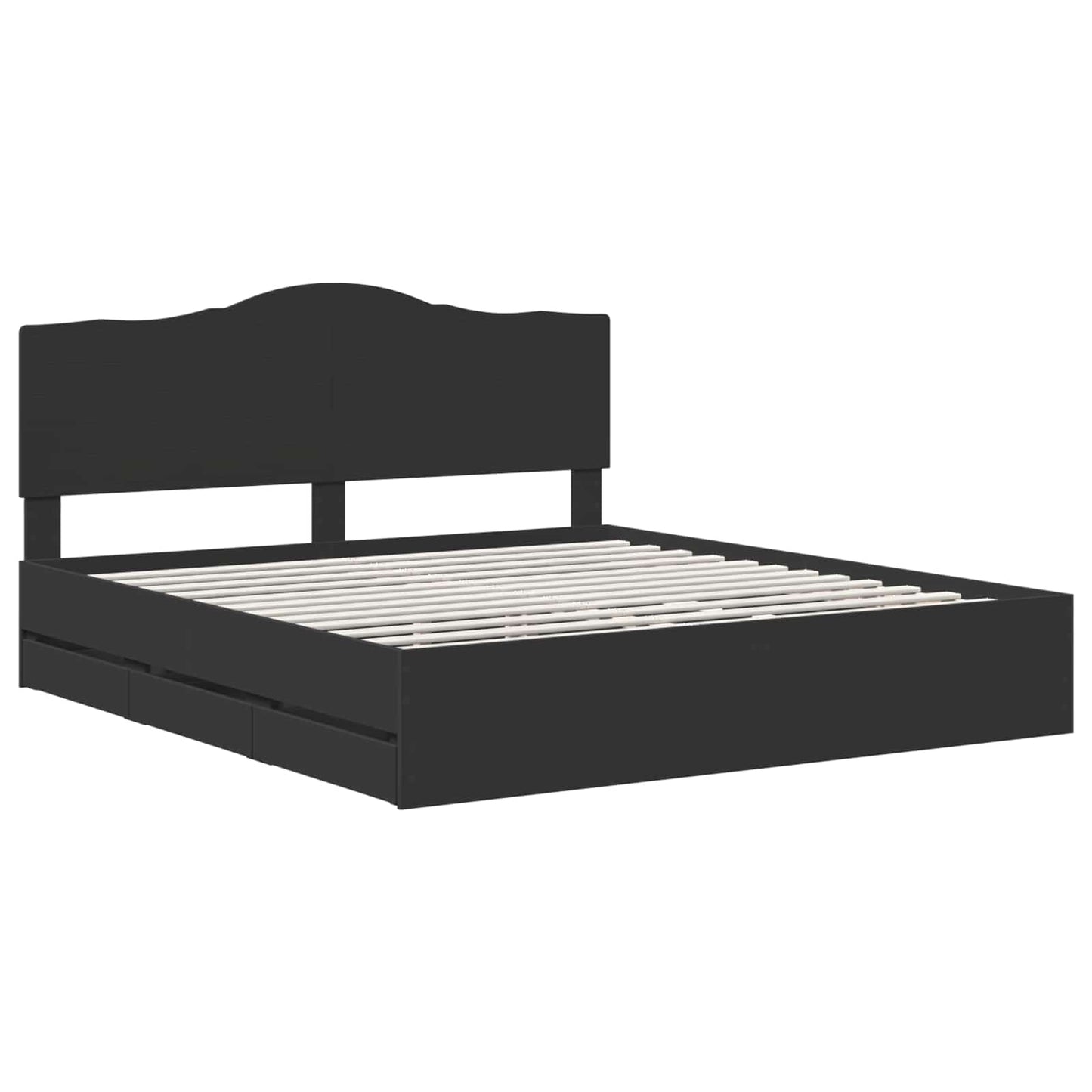 vidaXL Bed Frame with Drawer Black 180 x 200 cm Engineer Wood