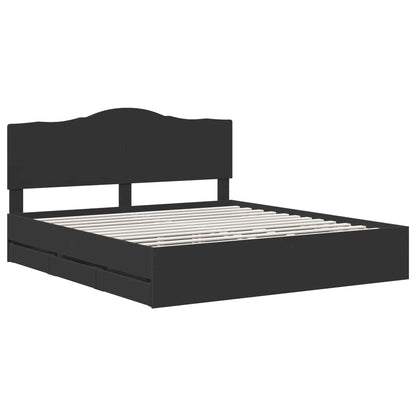 vidaXL Bed Frame with Drawer Black 180 x 200 cm Engineer Wood