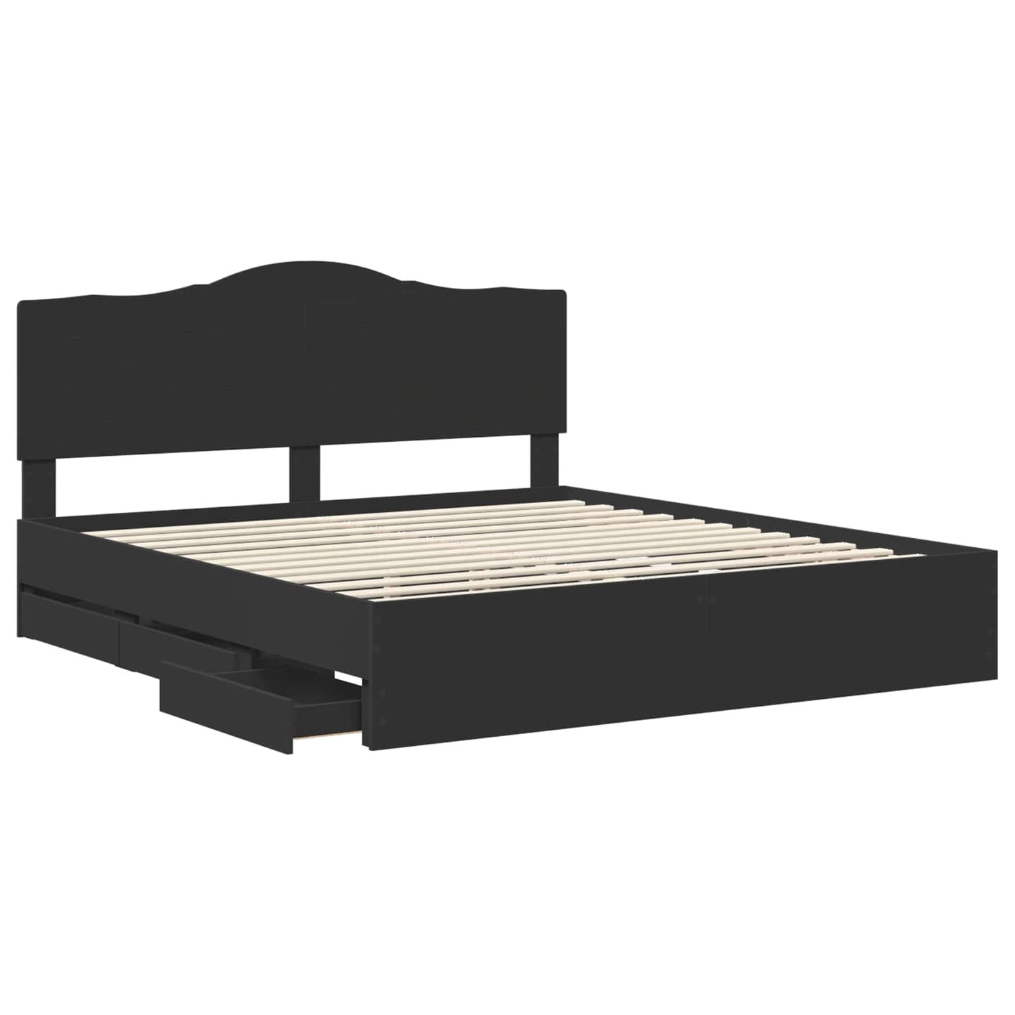 vidaXL Bed Frame with Drawer Black 180 x 200 cm Engineer Wood