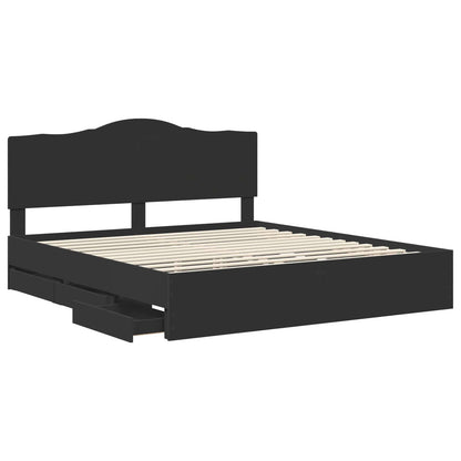 vidaXL Bed Frame with Drawer Black 180 x 200 cm Engineer Wood
