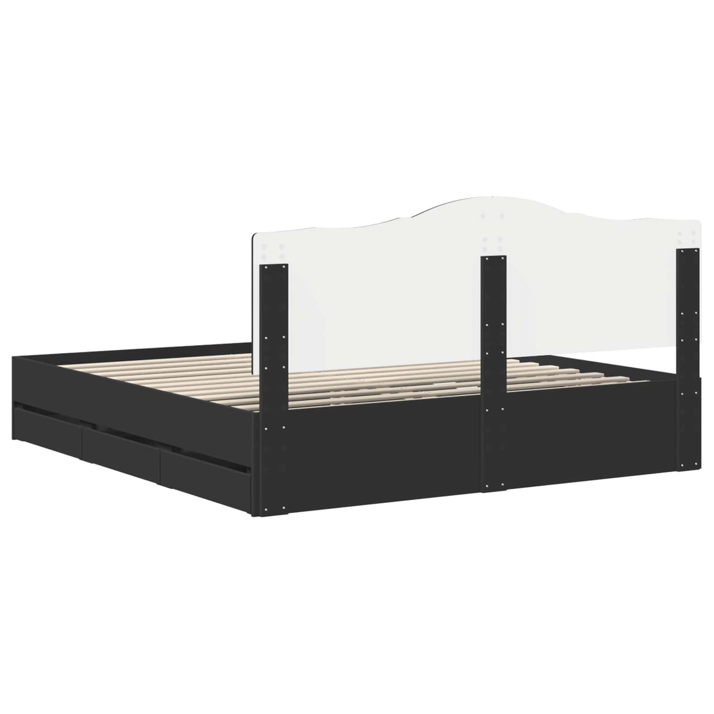 vidaXL Bed Frame with Drawer Black 180 x 200 cm Engineer Wood