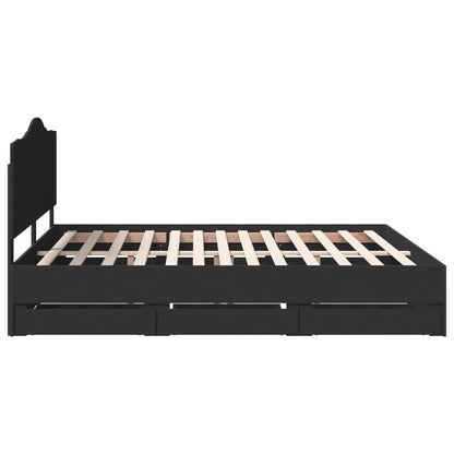 vidaXL Bed Frame with Drawer Black 180 x 200 cm Engineer Wood