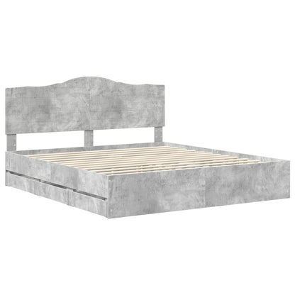 vidaXL Bed Frame with Drawer Concrete Grey 180 x 200 cm Engineer Wood