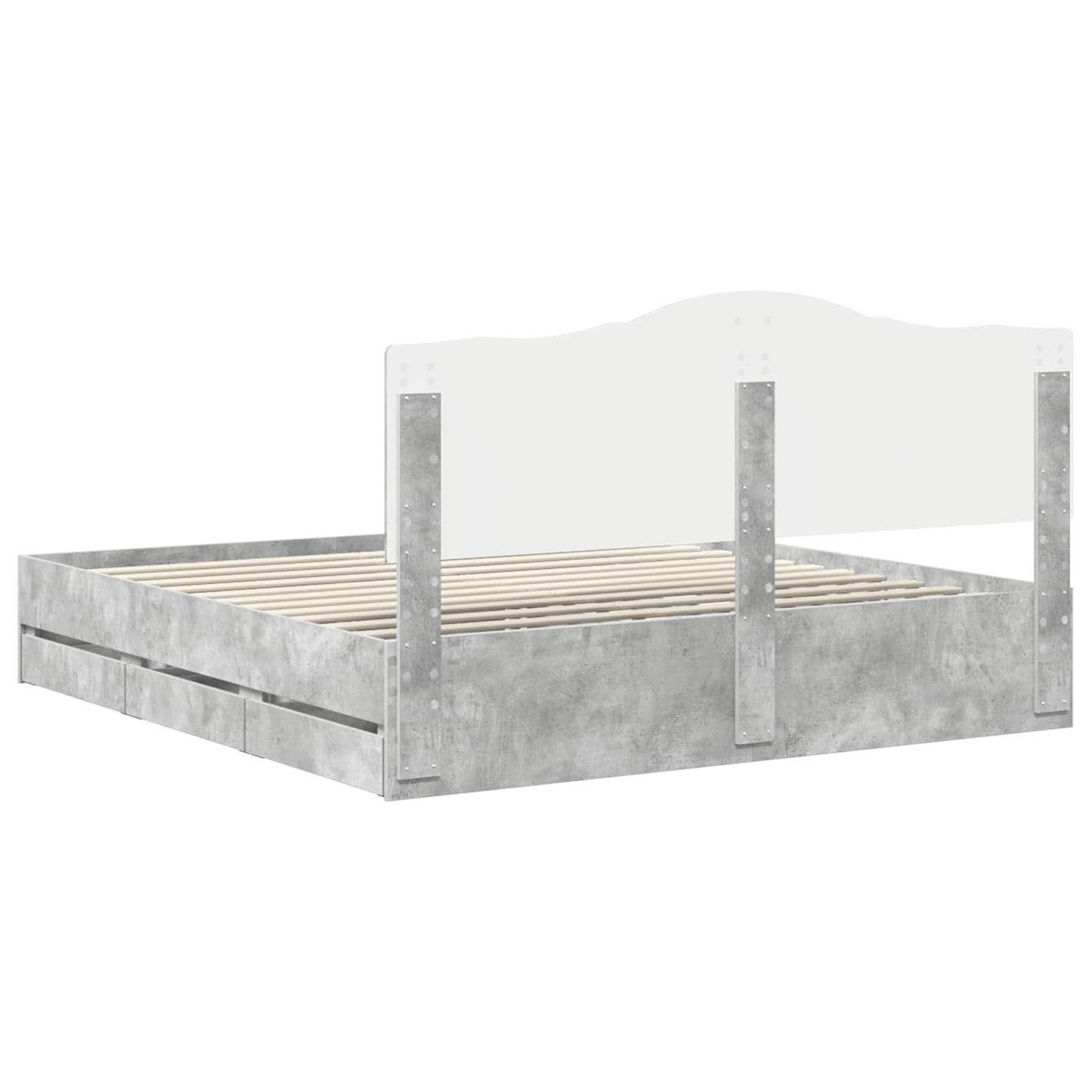 vidaXL Bed Frame with Drawer Concrete Grey 180 x 200 cm Engineer Wood