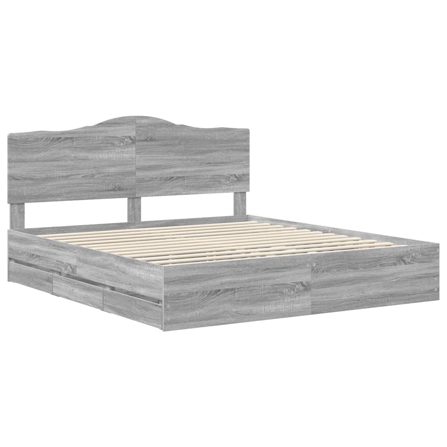 vidaXL Bed Frame with Drawer Grey Sonoma 180 x 200 cm Engineer Wood