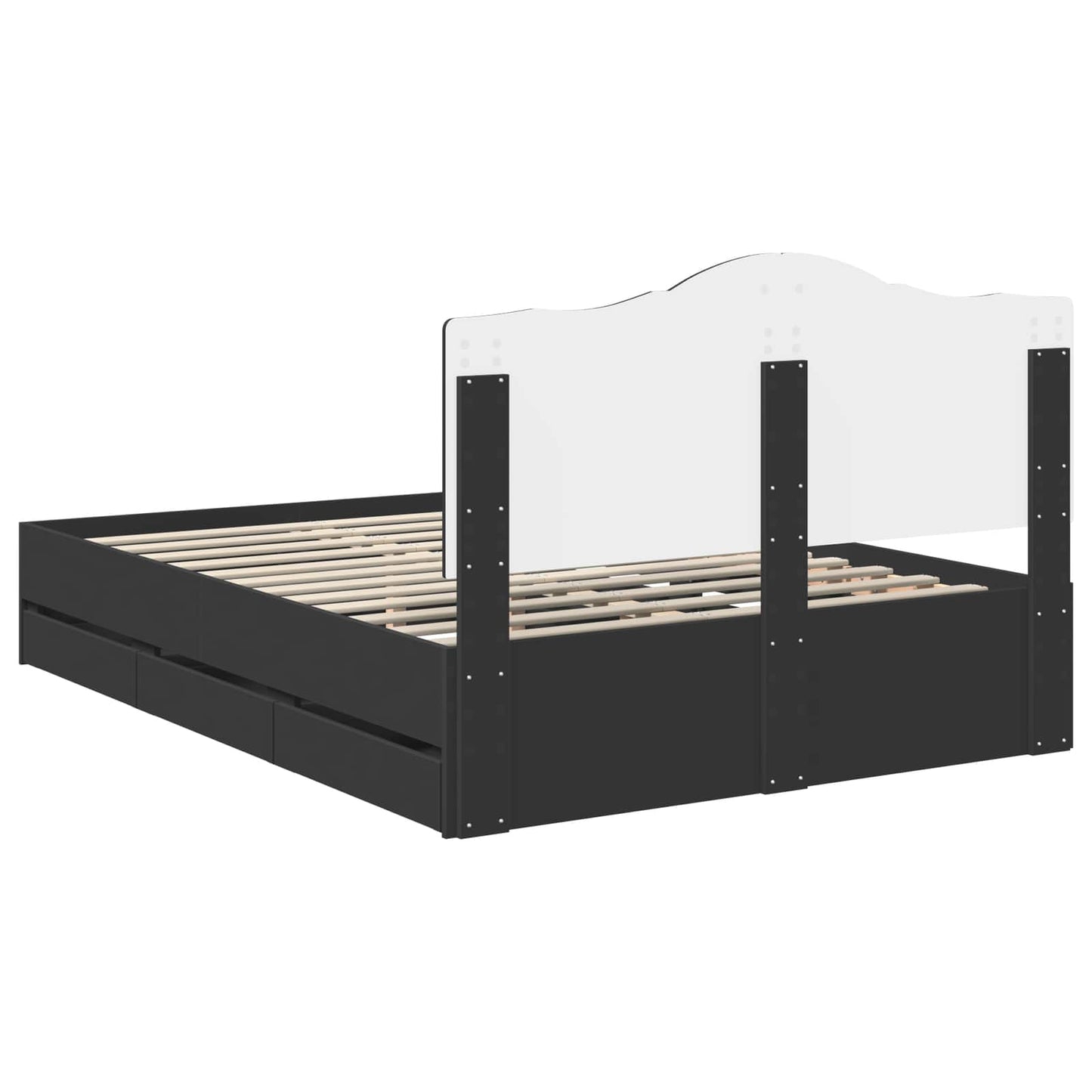 vidaXL Bed Frame with Drawer Black 160 x 200 cm Engineer Wood