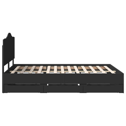 vidaXL Bed Frame with Drawer Black 160 x 200 cm Engineer Wood