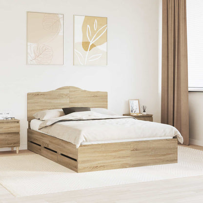 vidaXL Bed Frame with Drawer Sonoma Oak 160 x 200 cm Engineer Wood