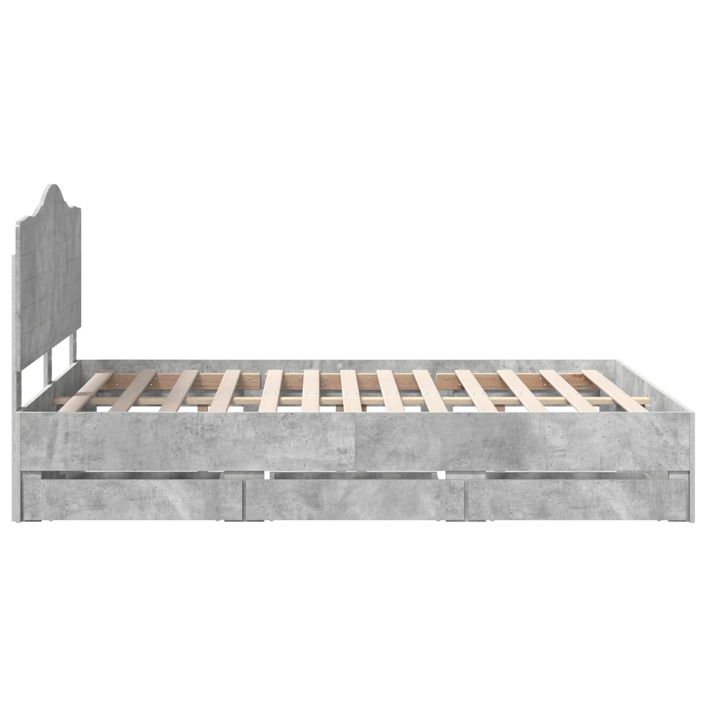 vidaXL Bed Frame with Drawer Concrete Grey 160 x 200 cm Engineer Wood