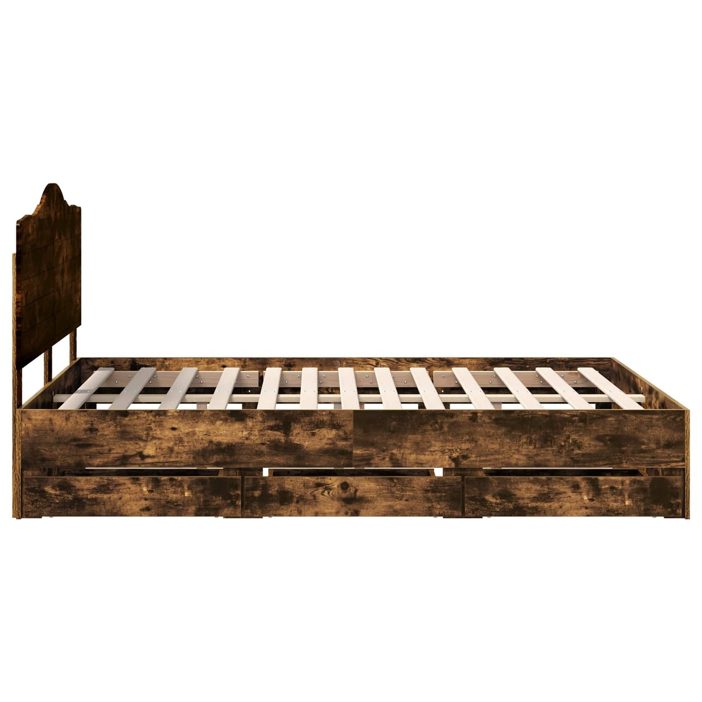 vidaXL Bed Frame with Drawer Smoked Oak 160 x 200 cm Engineer Wood