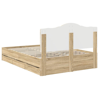 vidaXL Bed Frame with Drawer Sonoma Oak 150 x 200 cm Engineer Wood