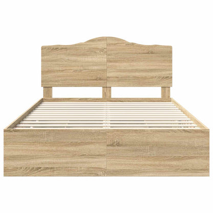 vidaXL Bed Frame with Drawer Sonoma Oak 140 x 200 cm Engineer Wood