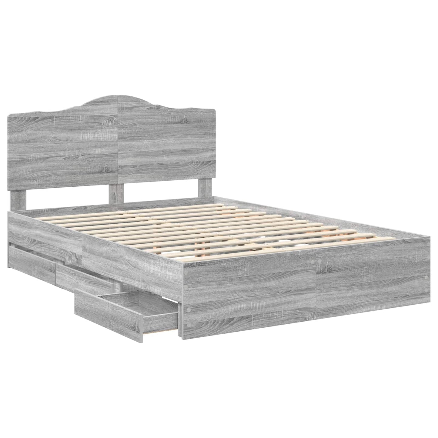 vidaXL Bed Frame with Drawer Grey Sonoma 140 x 200 cm Engineer Wood