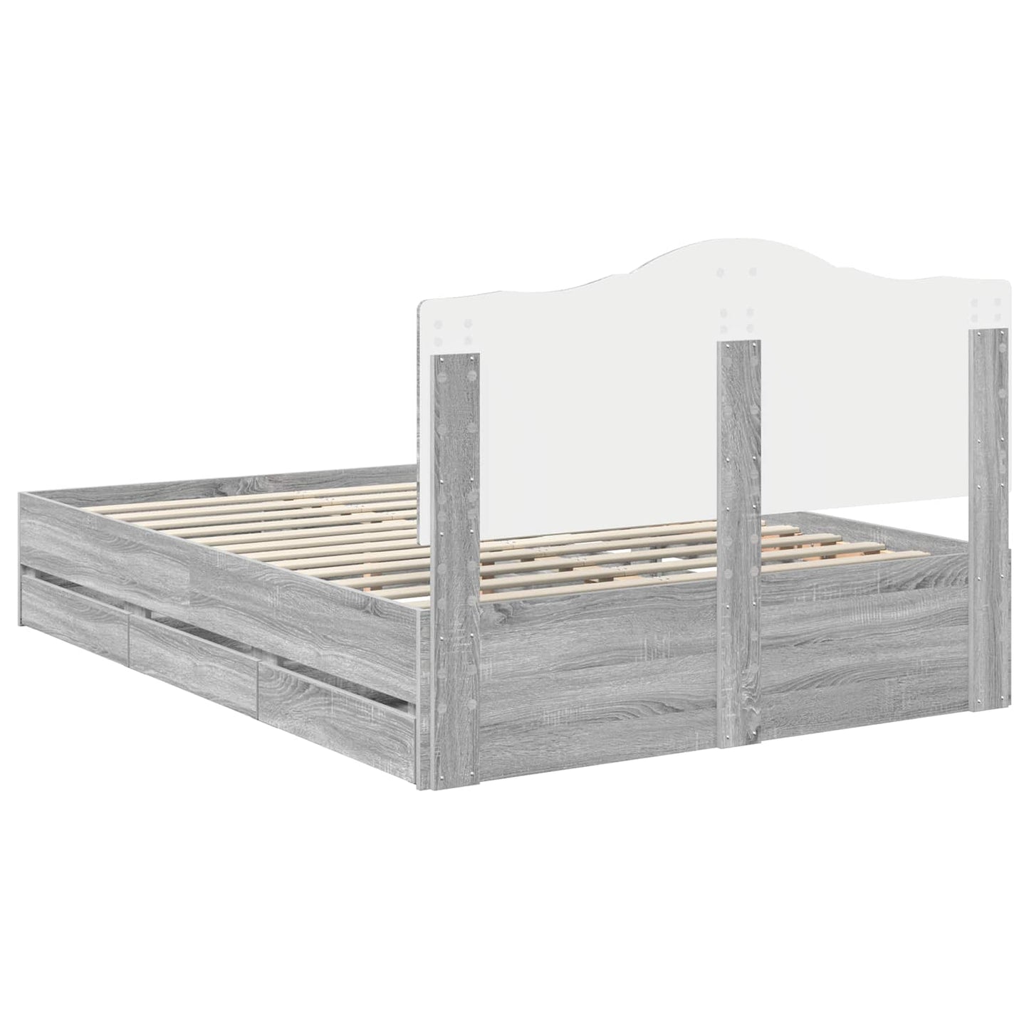 vidaXL Bed Frame with Drawer Grey Sonoma 140 x 200 cm Engineer Wood