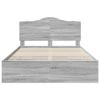 vidaXL Bed Frame with Drawer Grey Sonoma 140 x 200 cm Engineer Wood
