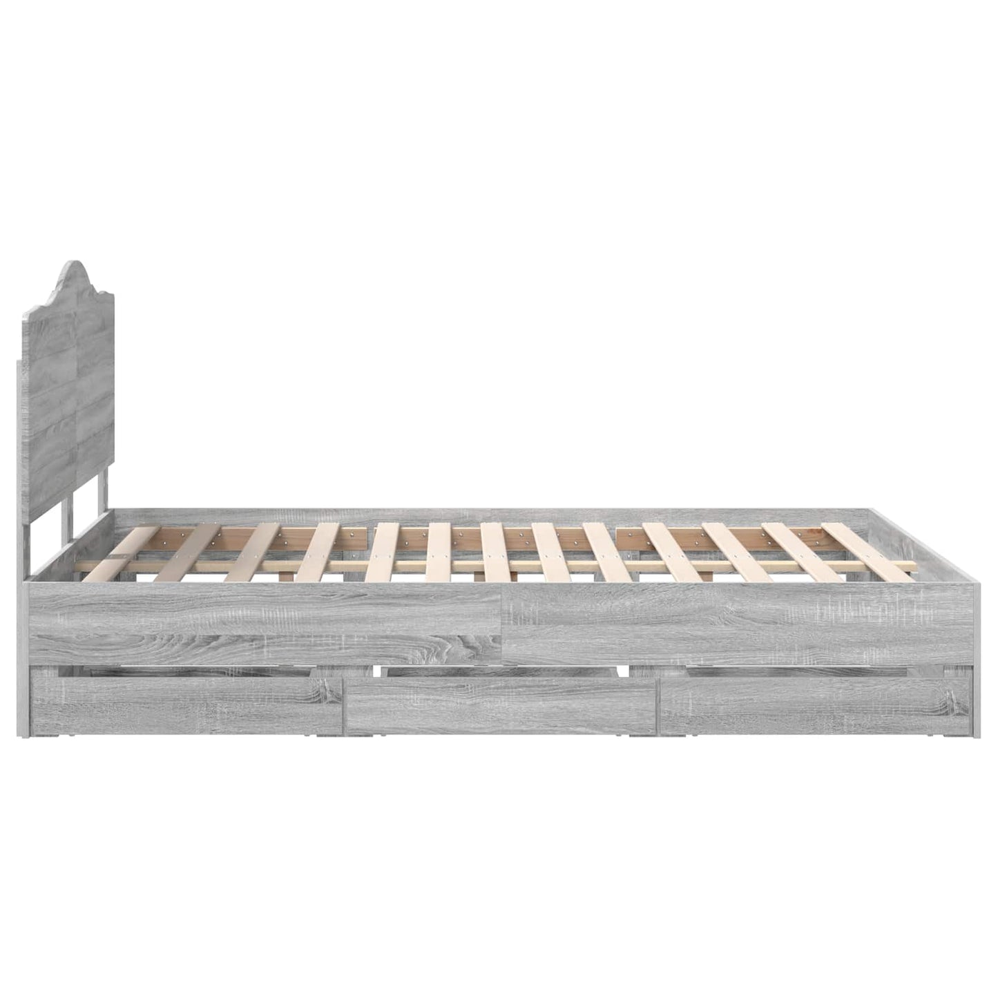 vidaXL Bed Frame with Drawer Grey Sonoma 140 x 200 cm Engineer Wood