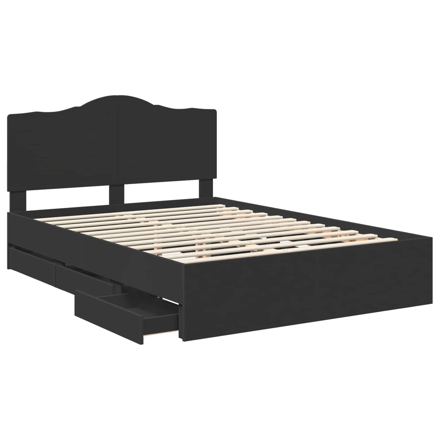 vidaXL Bed Frame with Drawer Black 140 x 190 cm Engineer Wood