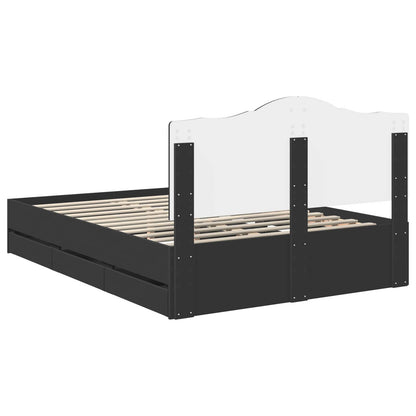 vidaXL Bed Frame with Drawer Black 140 x 190 cm Engineer Wood