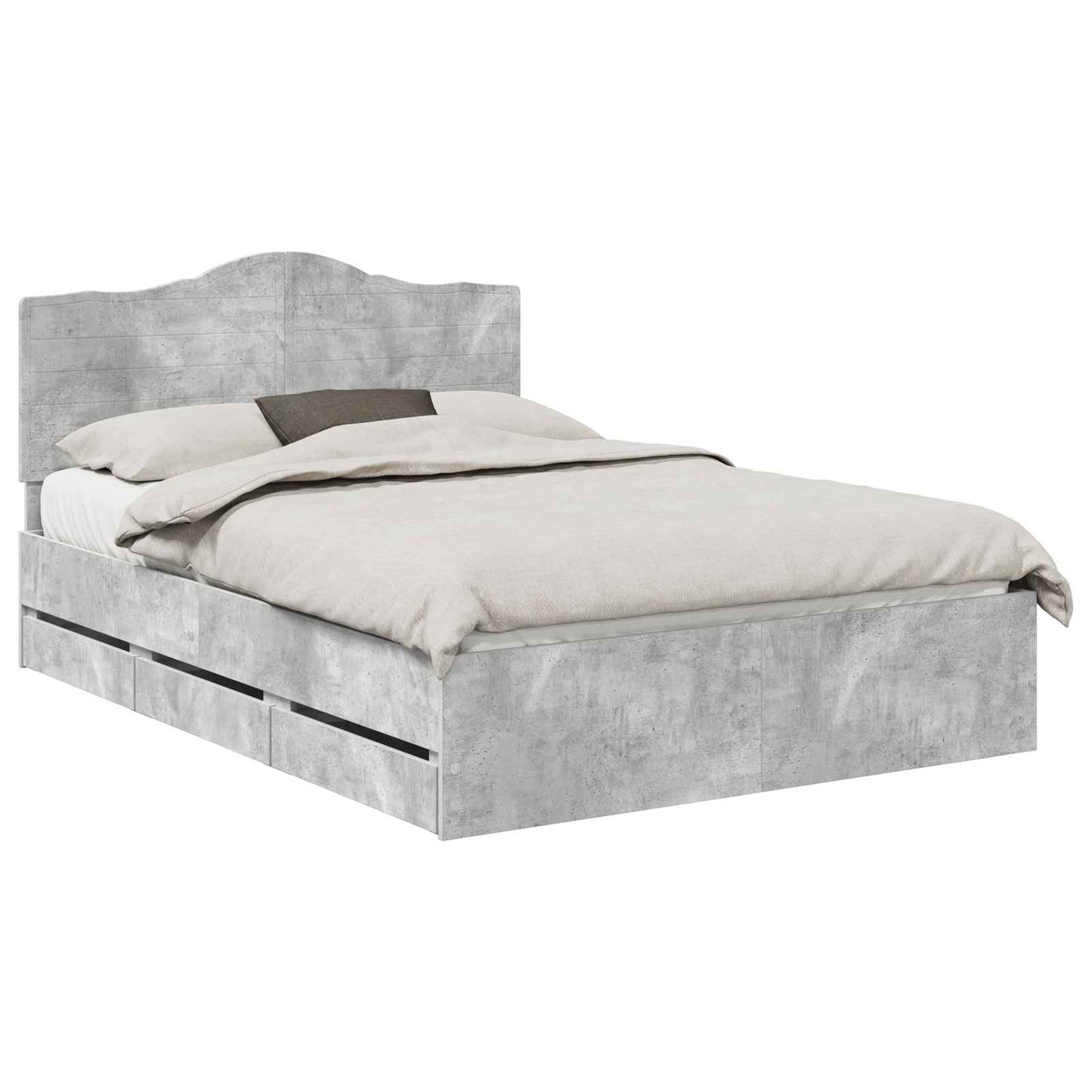 vidaXL Bed Frame with Drawer Concrete Grey 140 x 190 cm Engineer Wood