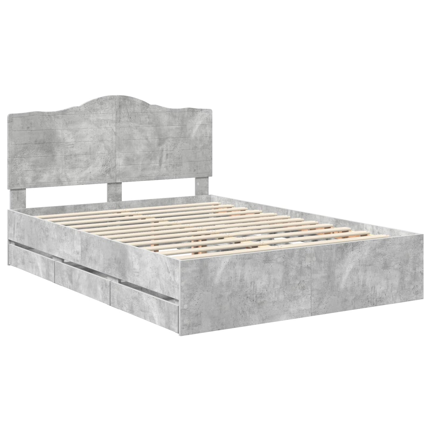 vidaXL Bed Frame with Drawer Concrete Grey 140 x 190 cm Engineer Wood