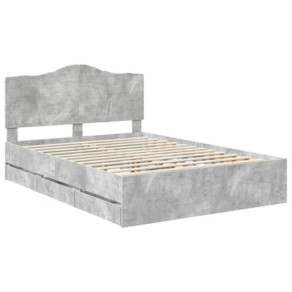 vidaXL Bed Frame with Drawer Concrete Grey 140 x 190 cm Engineer Wood