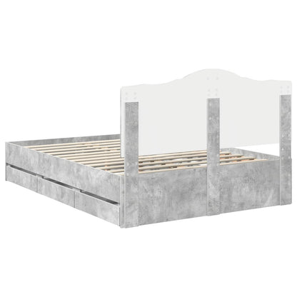 vidaXL Bed Frame with Drawer Concrete Grey 140 x 190 cm Engineer Wood
