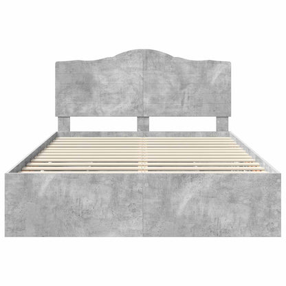vidaXL Bed Frame with Drawer Concrete Grey 140 x 190 cm Engineer Wood