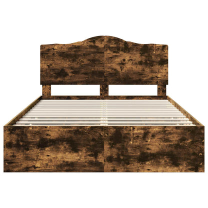 vidaXL Bed Frame with Drawer Smoked Oak 140 x 190 cm Engineer Wood