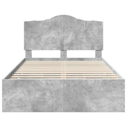 vidaXL Bed Frame with Drawer Concrete Grey 135 x 190 cm Engineer Wood