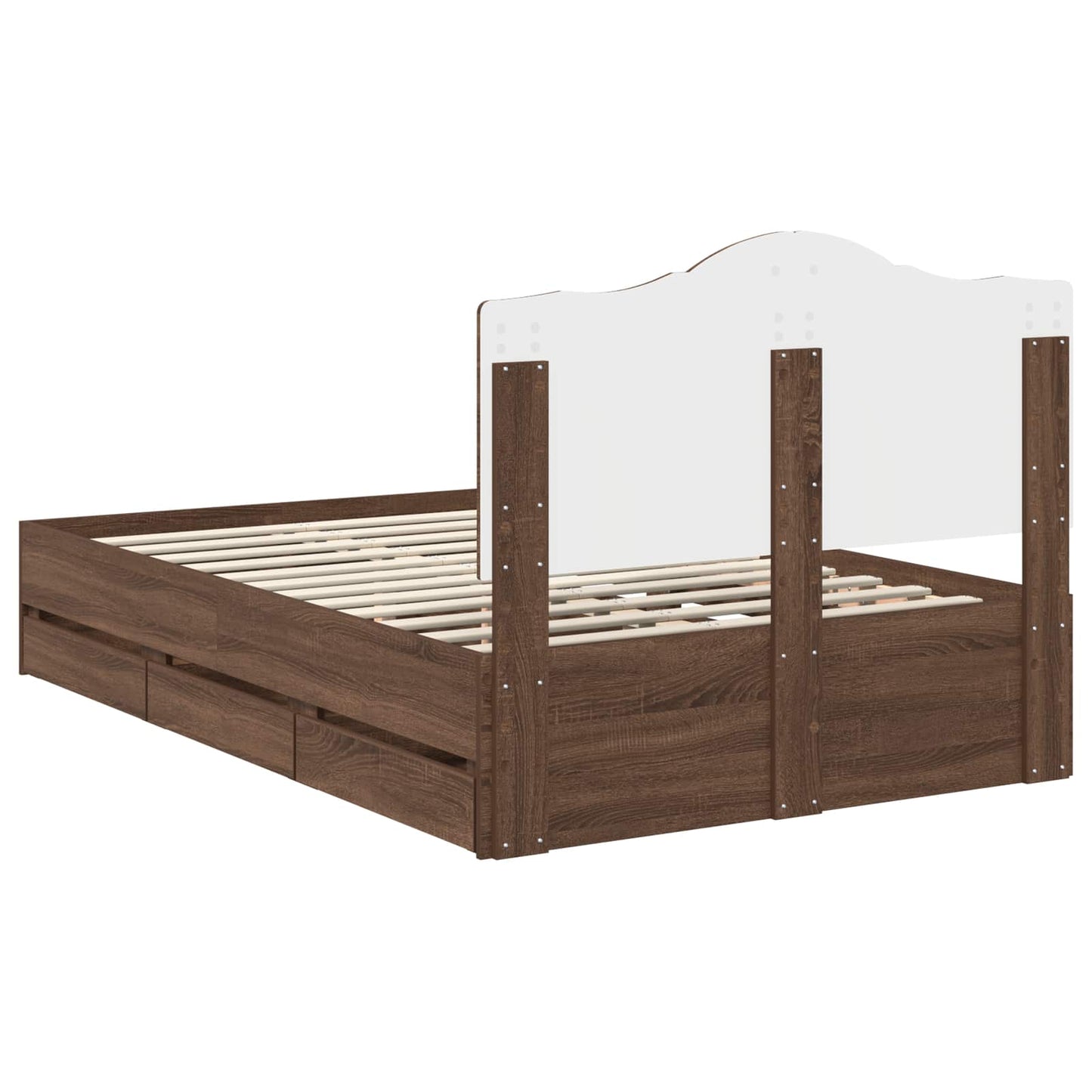 vidaXL Bed Frame with Drawer Brown Oak 135 x 190 cm Engineer Wood